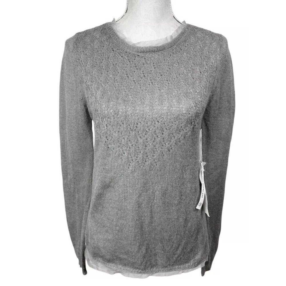 Maddie JS Lined‎ Mohair Blend Sweater Gray NWT